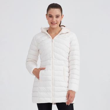  Skechers Essential Maxi Length Hooded Kadın Beyaz Günlük Mont