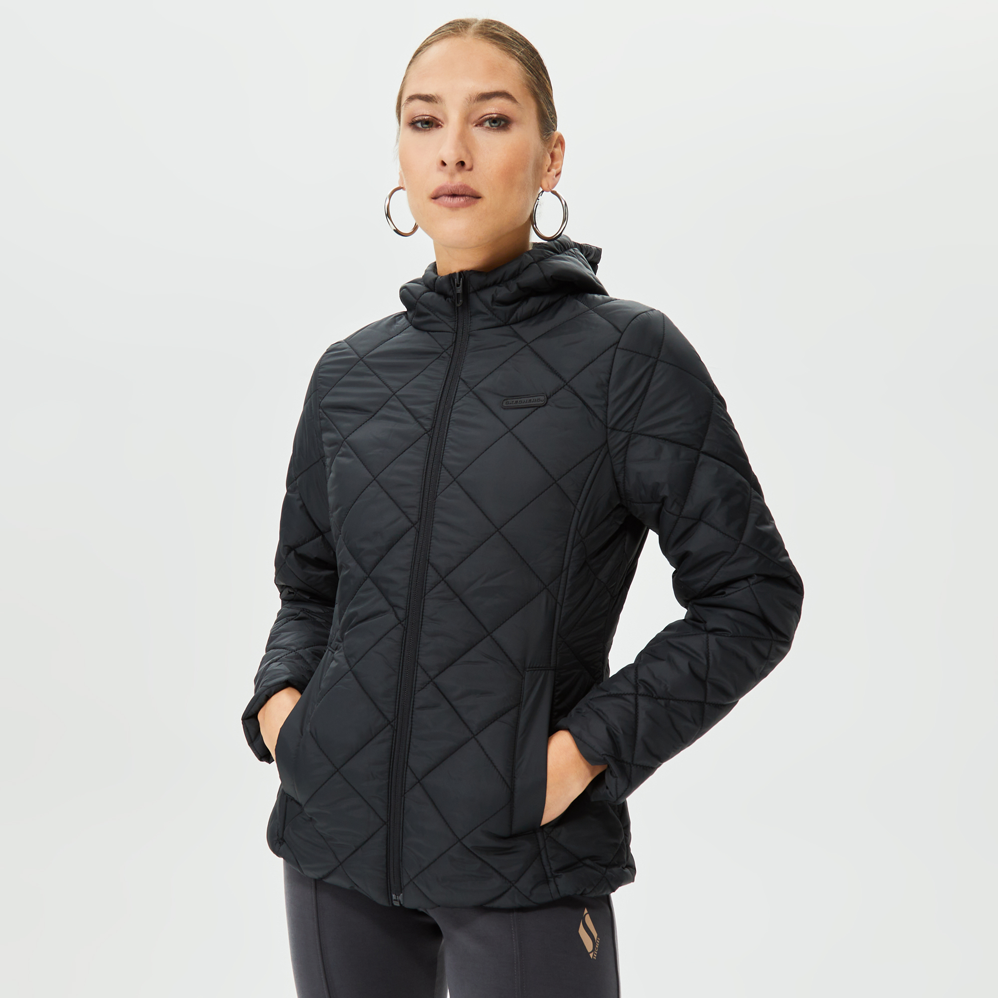  Skechers Capitone Hooded Kadın Siyah Günlük Mont