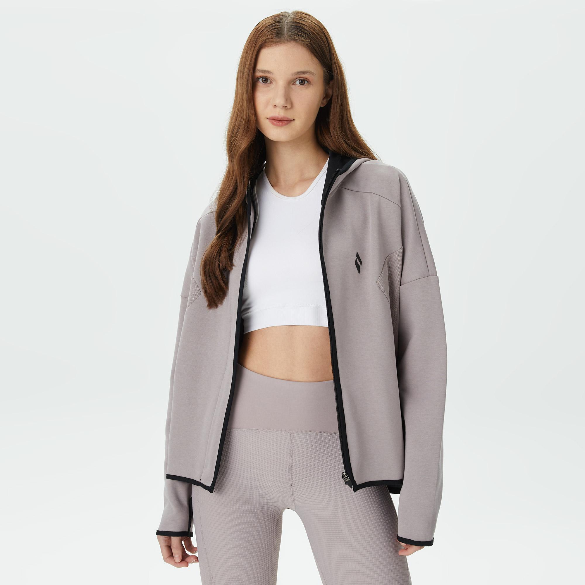 Skechers 2Xi-Lock Full Zip Kadın Gri Günlük Sweatshirt