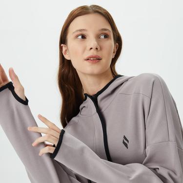  Skechers 2Xi-Lock Full Zip Kadın Gri Günlük Sweatshirt