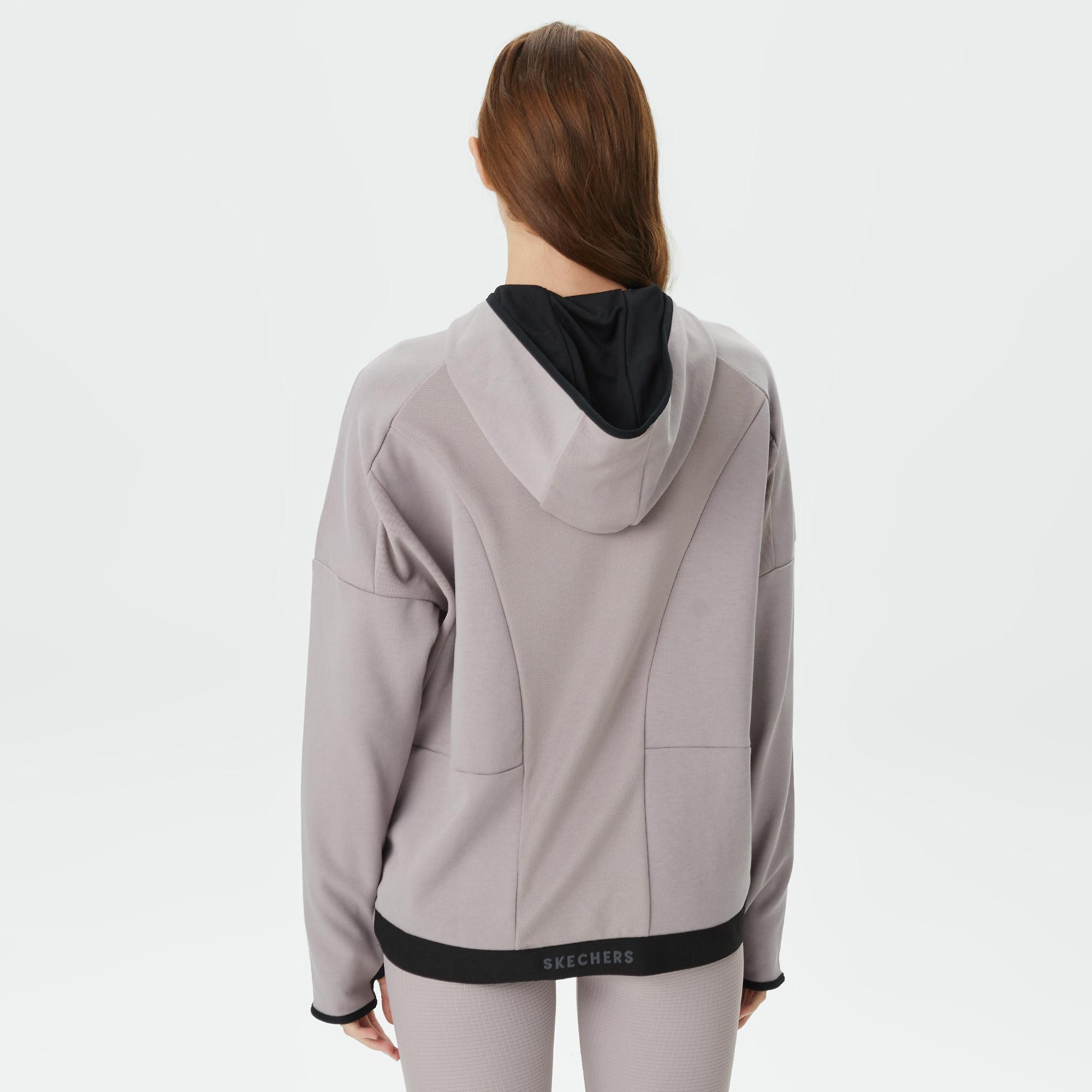 Skechers 2Xi-Lock Full Zip Kadın Gri Günlük Sweatshirt
