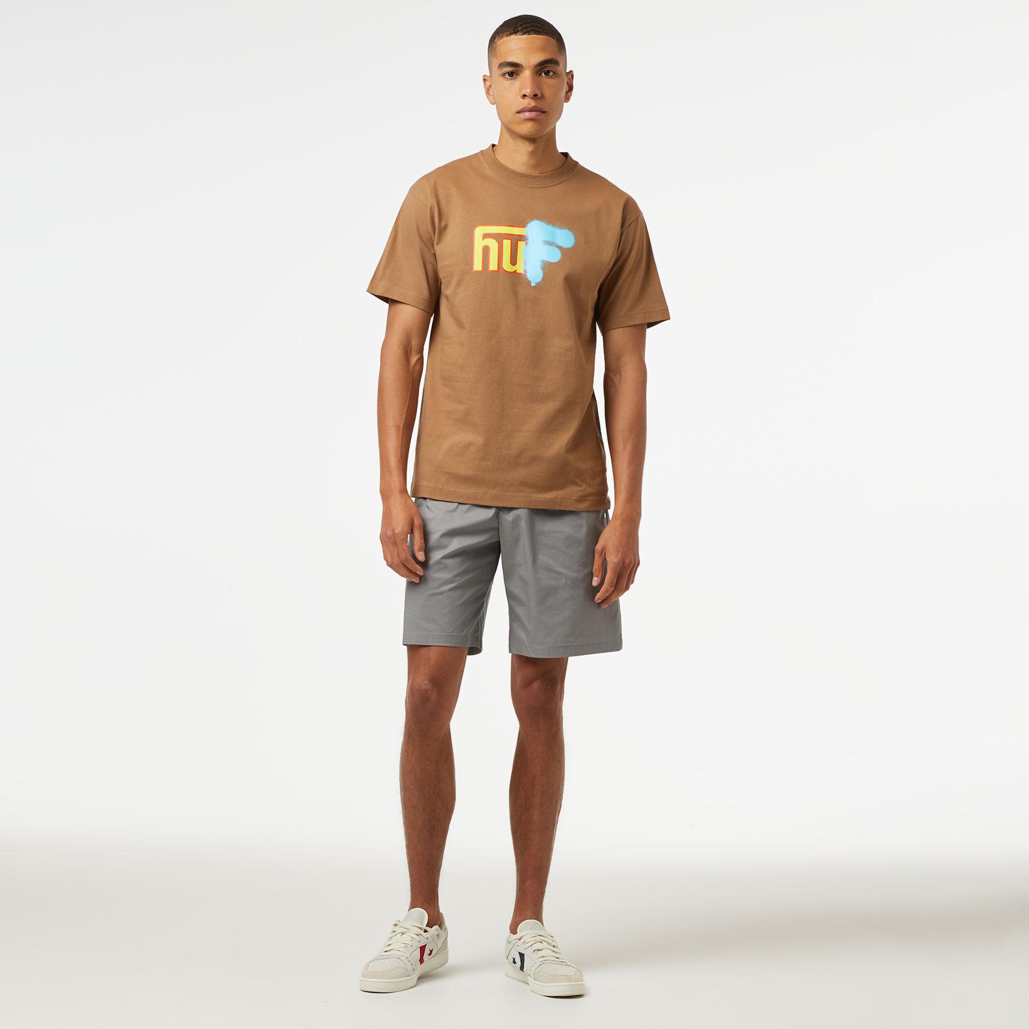 HUF Upside Downtown S/S Erkek Krem T-Shirt