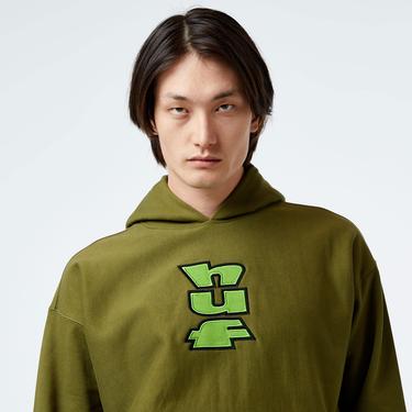  HUF Benton Heavyweight Fleece Erkek Yeşil Hoodie