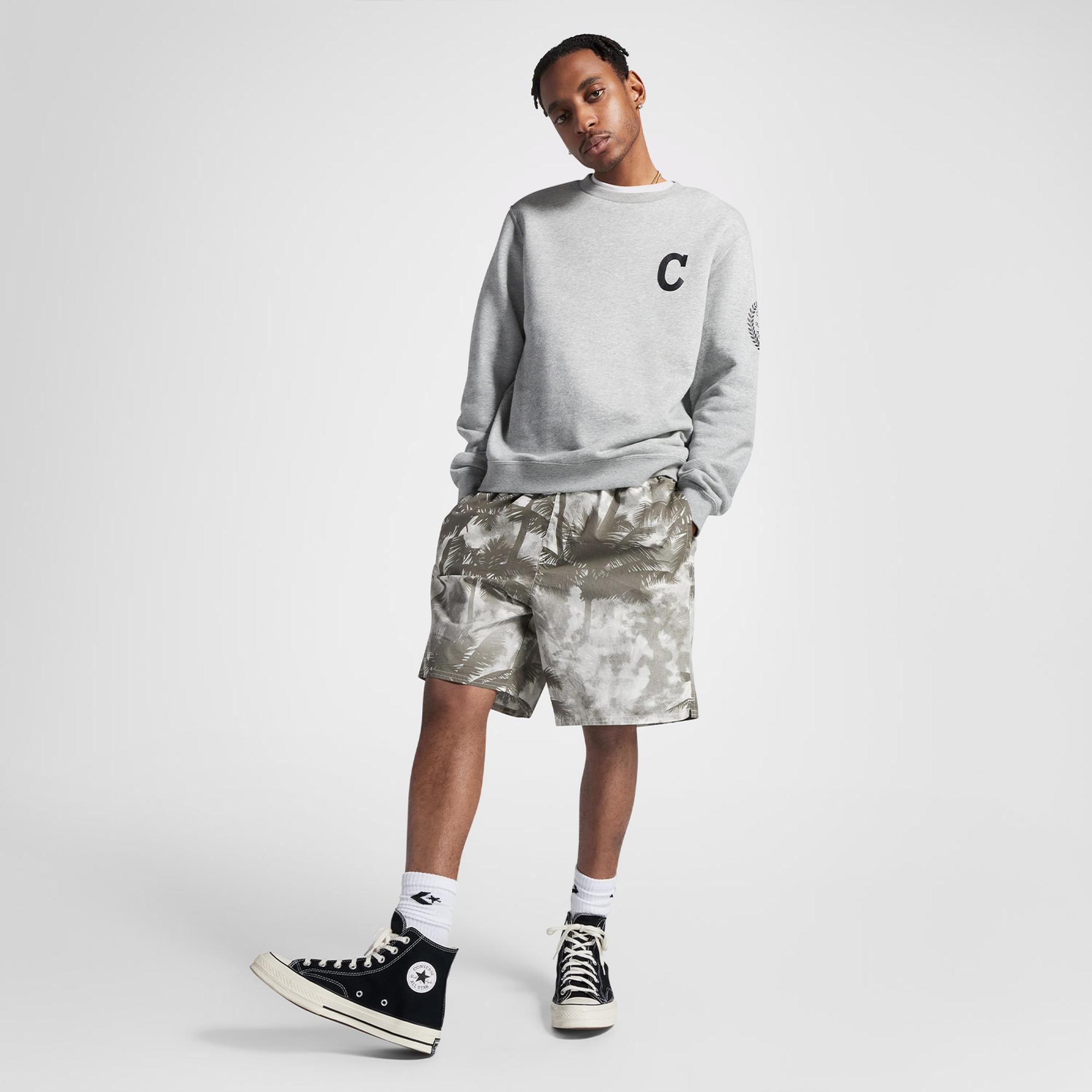 Converse Desenli Erkek Gri Şort