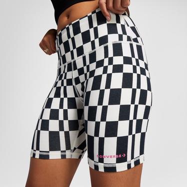  Converse Checkered Desenli Kadın Renkli Bisiklet Tayt
