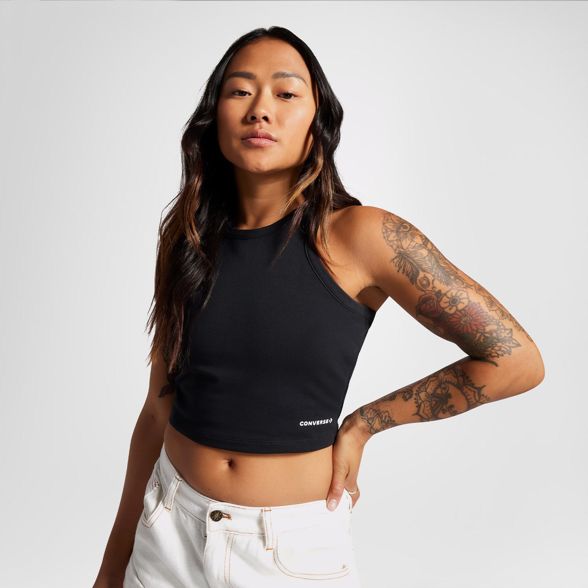 Converse Slim Fit Kadın Siyah Crop Top