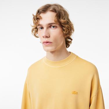  Erkek Loose Fit Bisiklet Yaka Sarı Sweatshirt