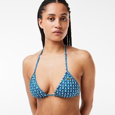  Kadın Monogram Mavi Bikini Üstü