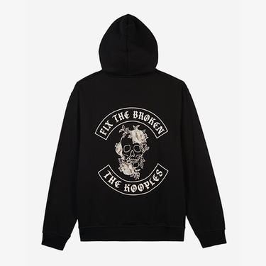  The Kooples Erkek Baskılı Kapüşonlu Siyah Sweatshirt
