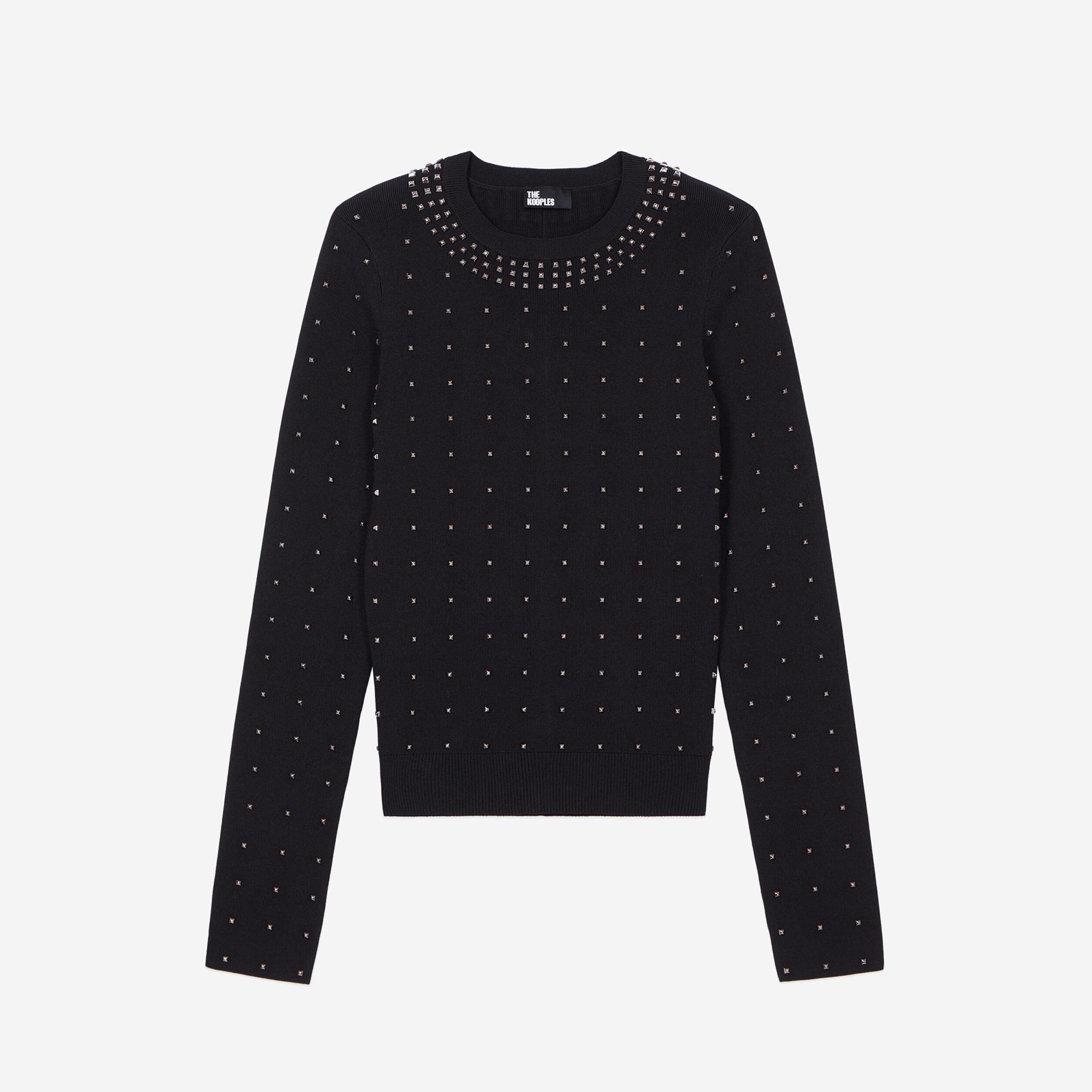 KADIN ZIMBA DETAYLI BİSİKLET YAKA SİYAH KAZAK