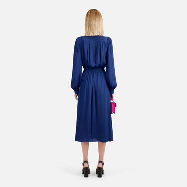  The Kooples Kadın Pileli V Yaka Mavi Elbise