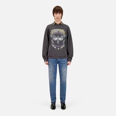  ERKEK BASKILI BİSİKLET YAKA SİYAH SWEATSHIRT