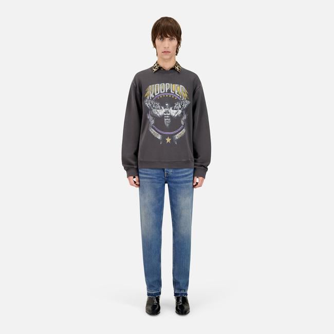  ERKEK BASKILI BİSİKLET YAKA SİYAH SWEATSHIRT