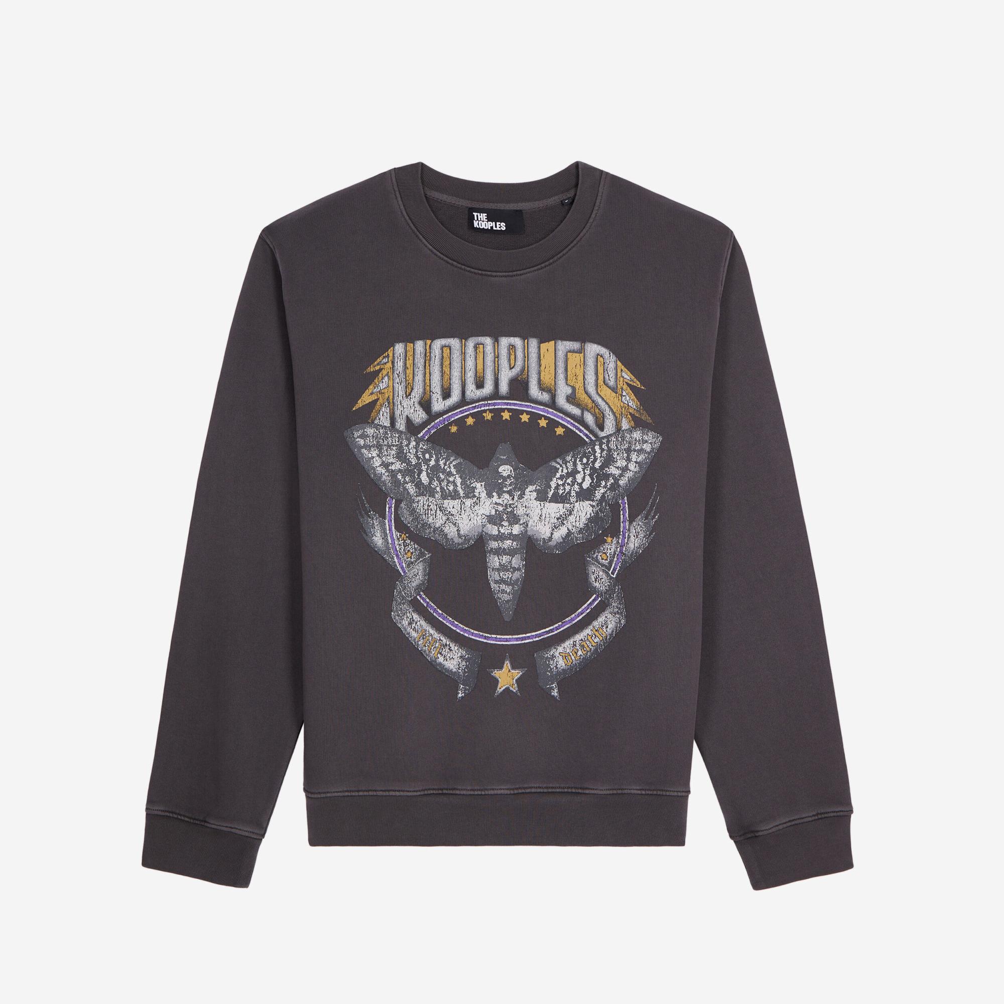 ERKEK BASKILI BİSİKLET YAKA SİYAH SWEATSHIRT