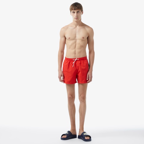  Erkek Renk Bloklu Kırmızı Mayo Şort