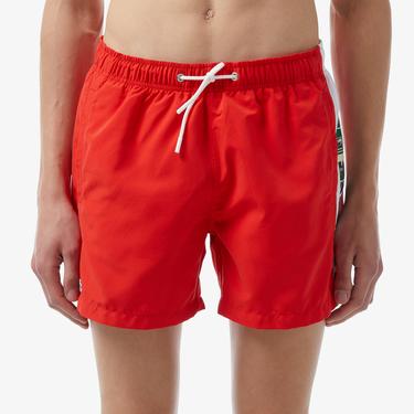  Erkek Renk Bloklu Kırmızı Mayo Şort