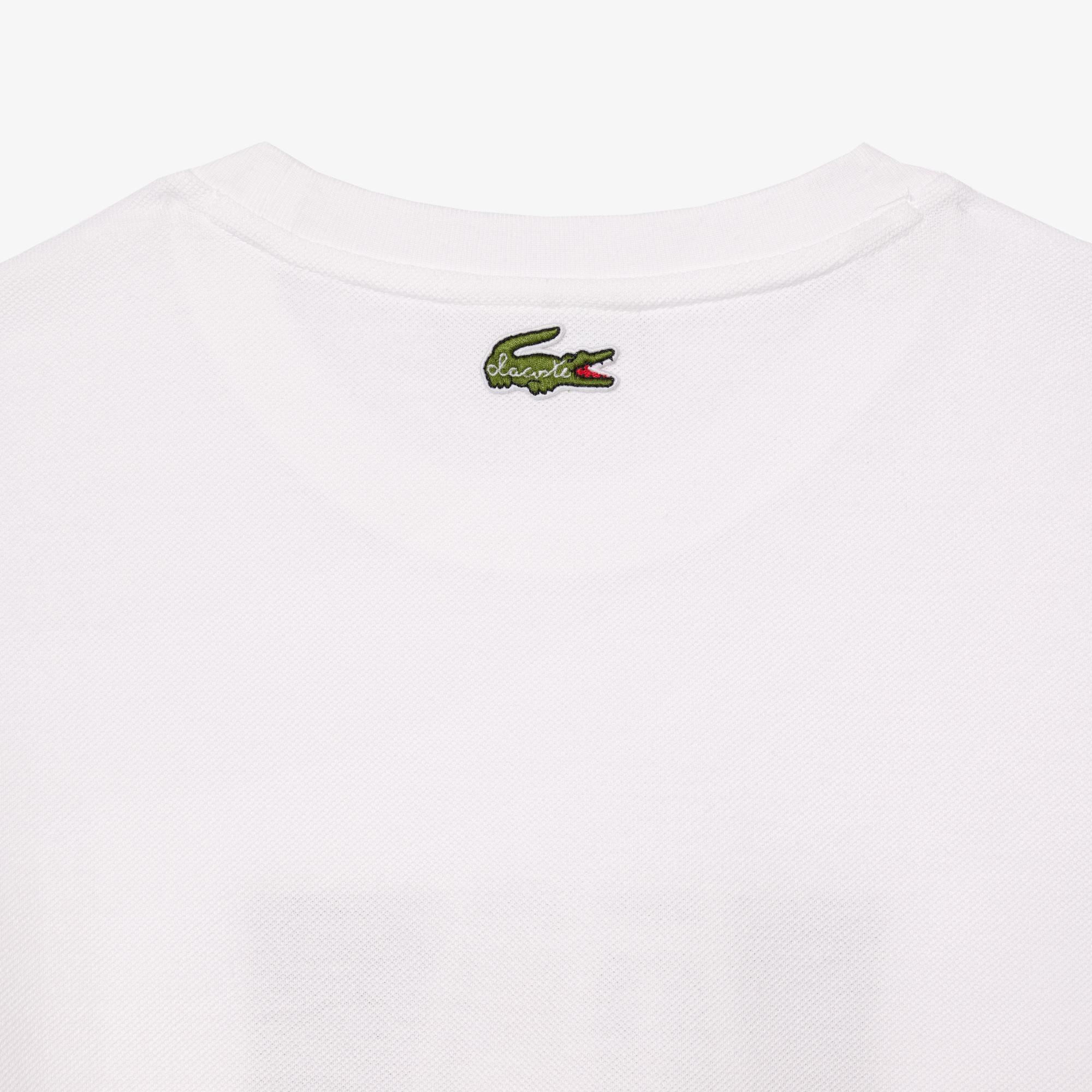 Kadın Bisiklet Yaka Baskılı Beyaz T-Shirt