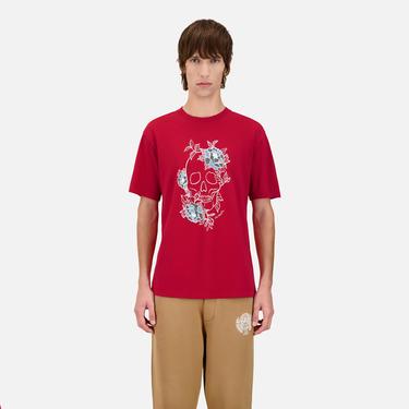  ERKEK BASKILI BİSİKLET YAKA KIRMIZI T-SHIRT