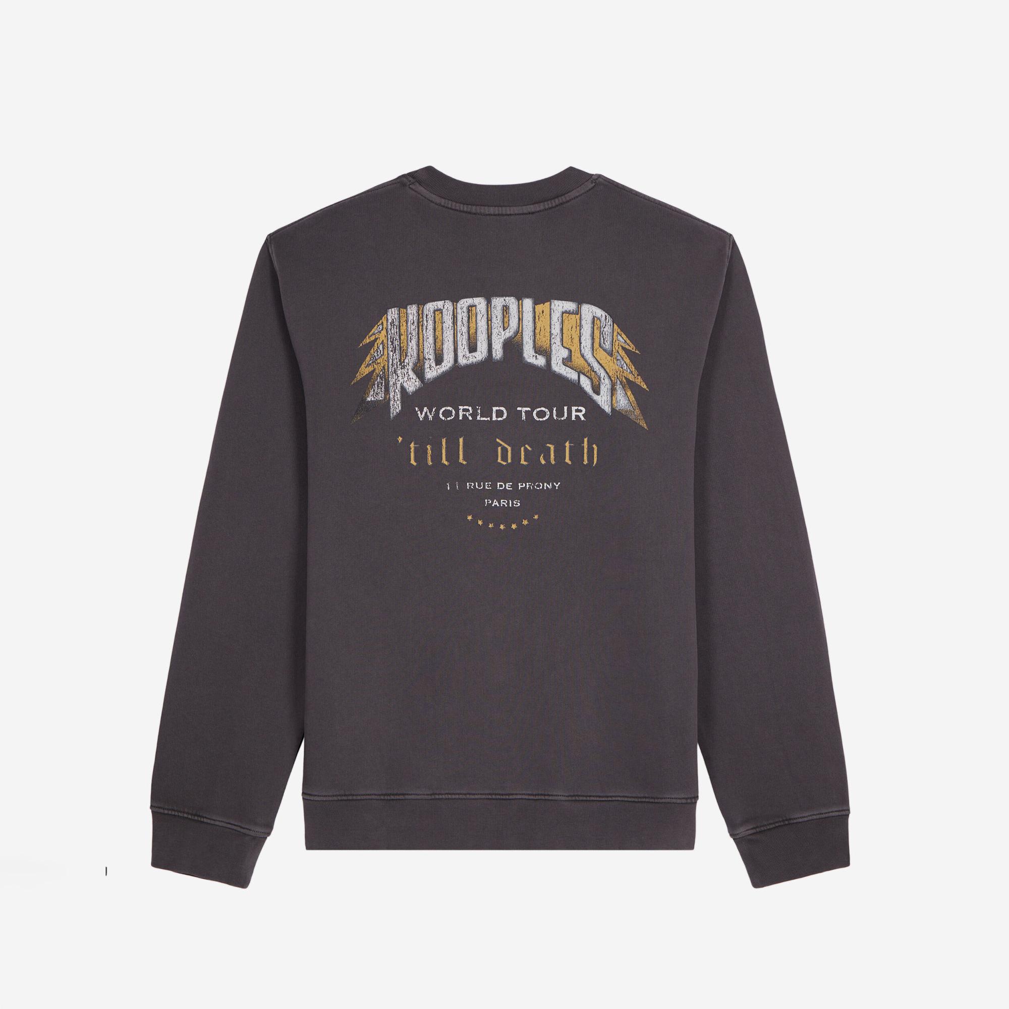 ERKEK BASKILI BİSİKLET YAKA SİYAH SWEATSHIRT