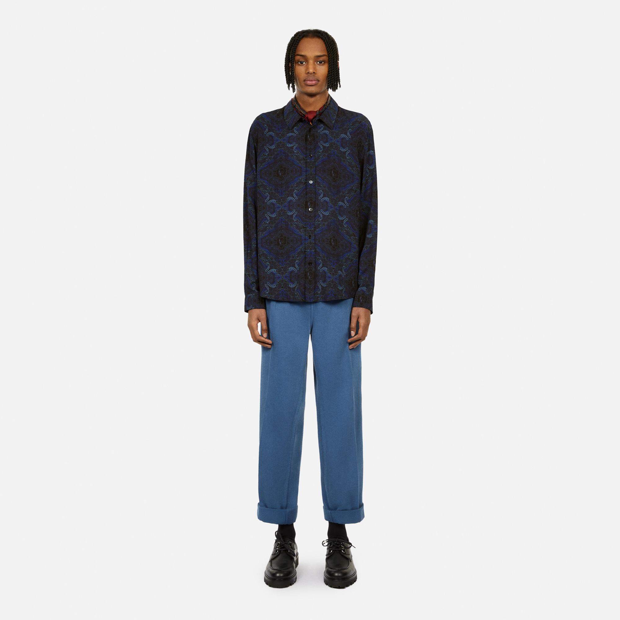 ERKEK DESENLİ LACİVERT GÖMLEK