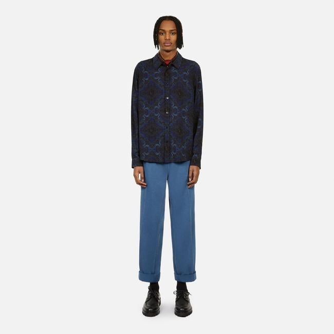  ERKEK DESENLİ LACİVERT GÖMLEK