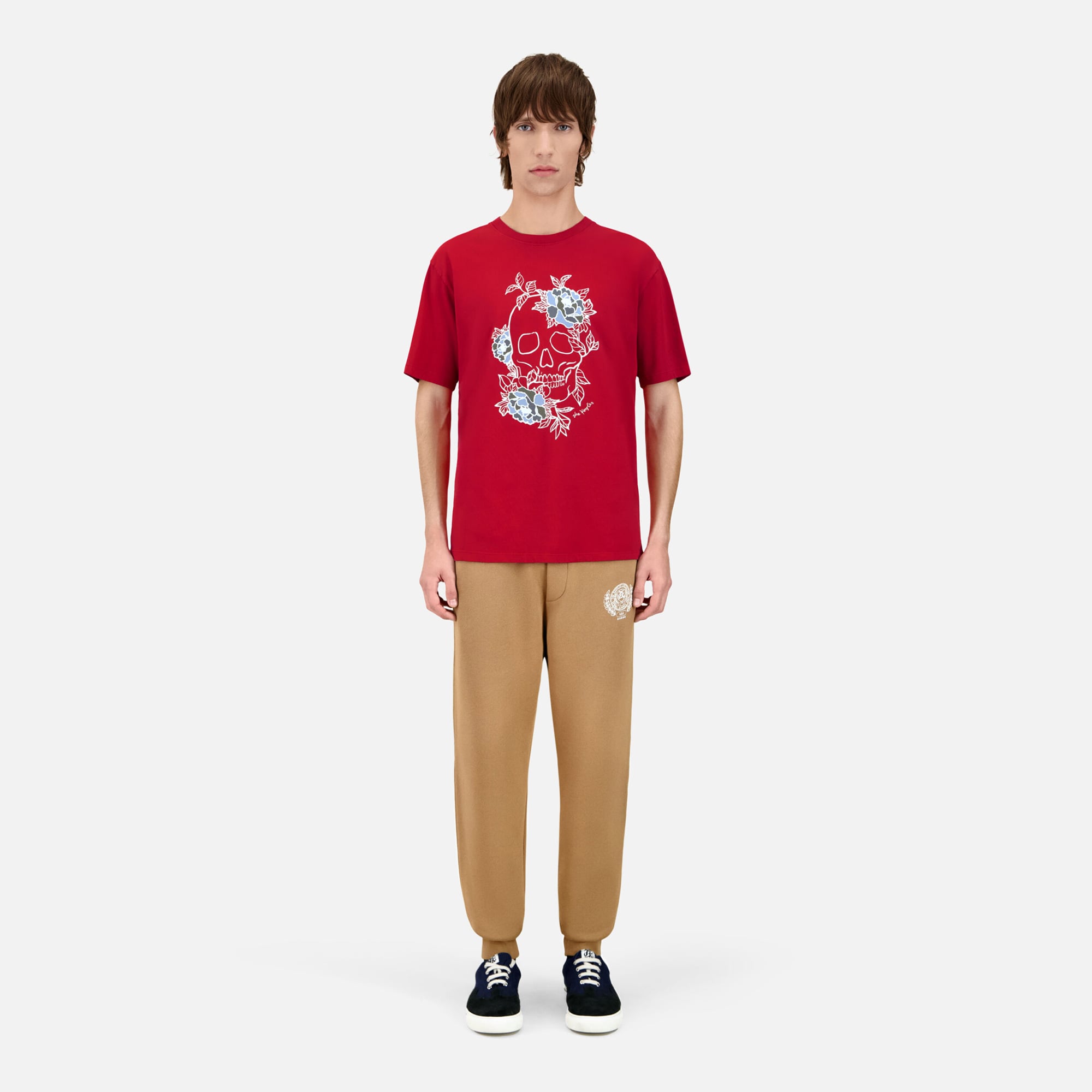  ERKEK BASKILI BİSİKLET YAKA KIRMIZI T-SHIRT