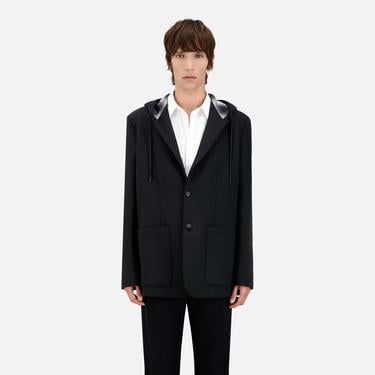  ERKEK KAPÜŞONLU SİYAH CEKET