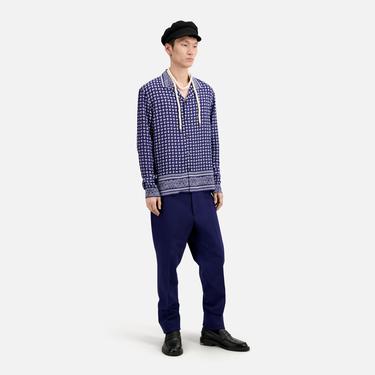  ERKEK DESENLİ  LACİVERT GÖMLEK