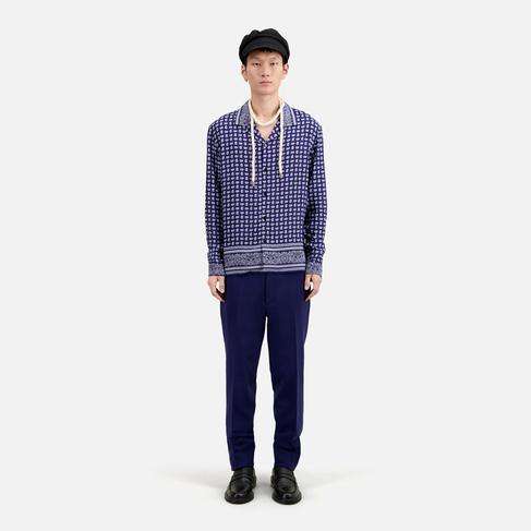  ERKEK DESENLİ  LACİVERT GÖMLEK