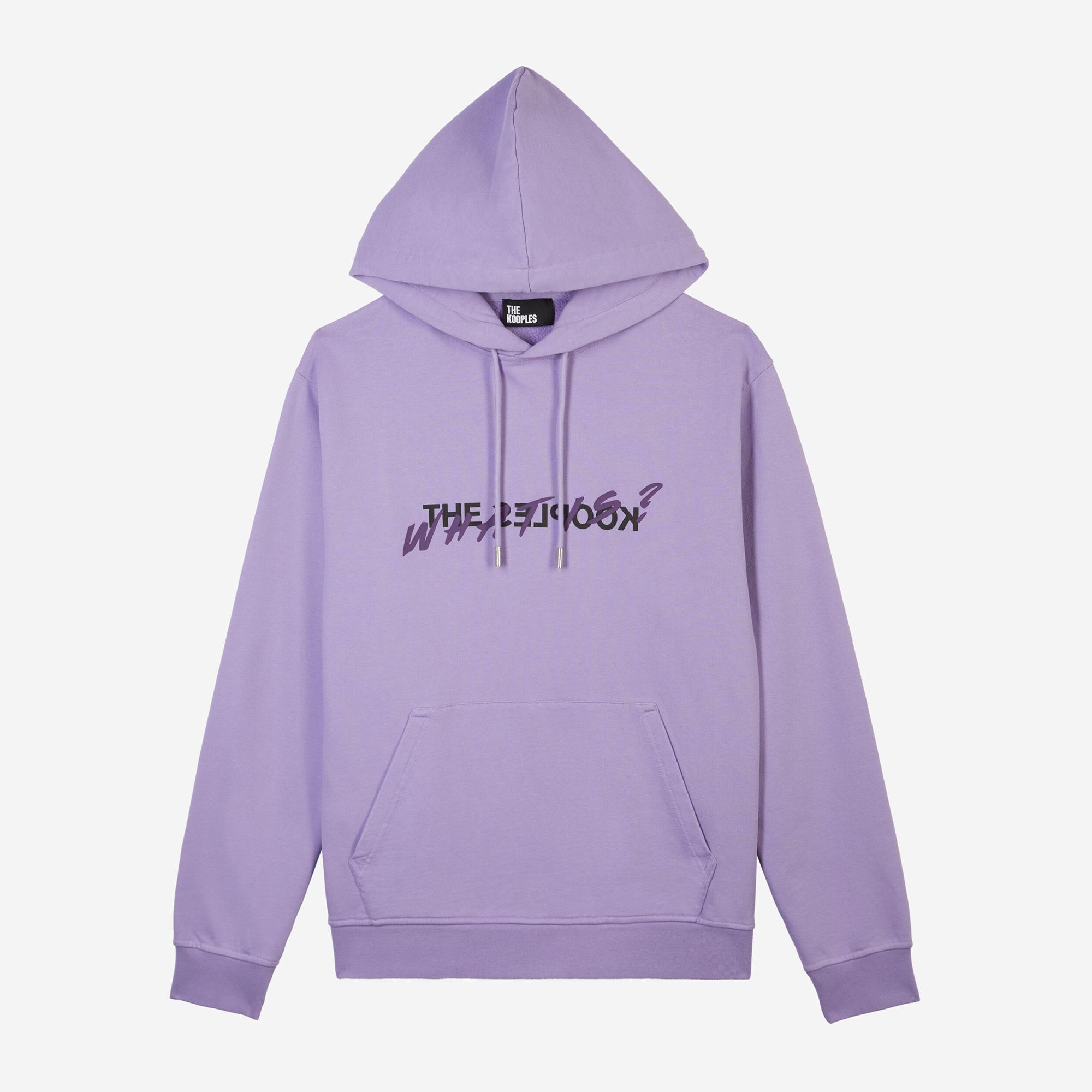 ERKEK BASKILI KAPÜŞONLU MOR SWEATSHIRT