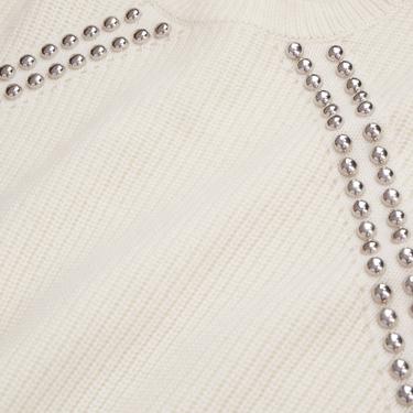  KADIN ZIMBA DETAYLI YÜN KREM KAZAK