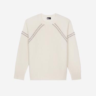  KADIN ZIMBA DETAYLI YÜN KREM KAZAK