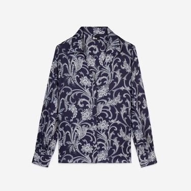  KADIN DESENLİ LACİVERT GÖMLEK