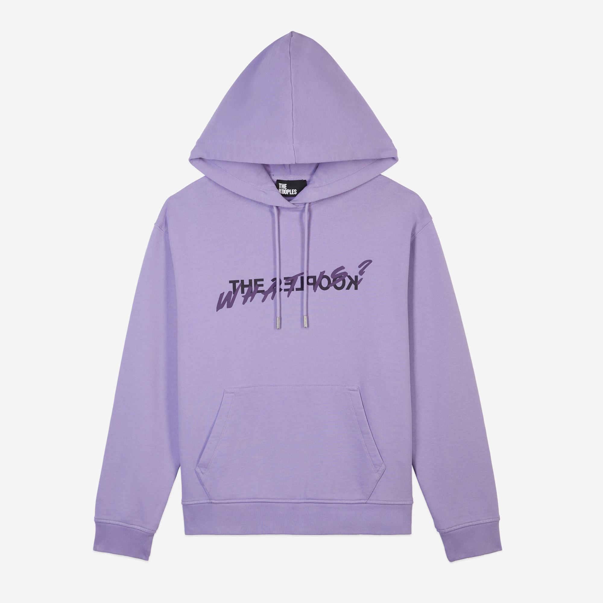 KADIN BASKILI KAPÜŞONLU MOR SWEATSHIRT