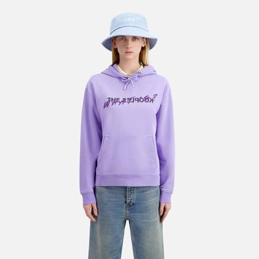  KADIN BASKILI KAPÜŞONLU MOR SWEATSHIRT