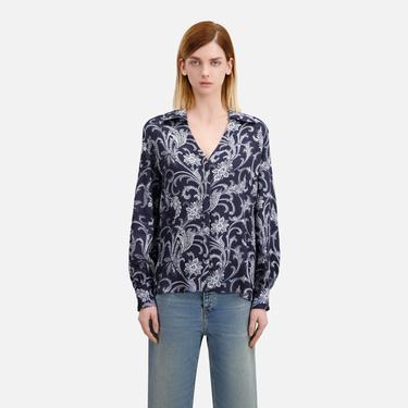  KADIN DESENLİ LACİVERT GÖMLEK