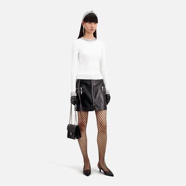  KADIN ZIMBA DETAYLI BİSİKLET YAKA BEYAZ KAZAK