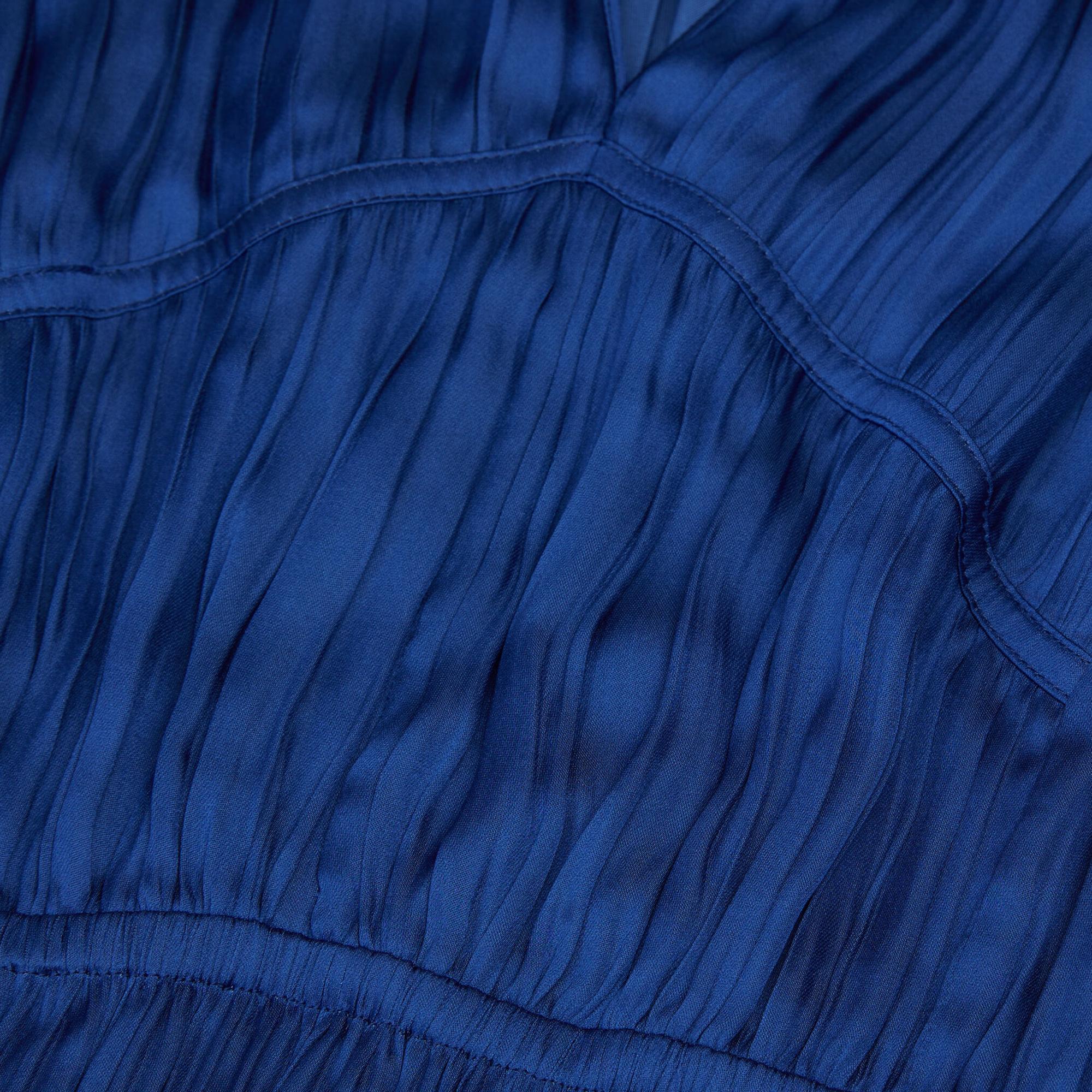 The Kooples Kadın Pileli V Yaka Mavi Elbise