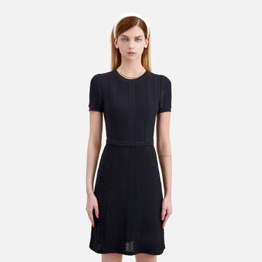  KADIN DESENLİ SİYAH ÖRGÜ ELBİSE