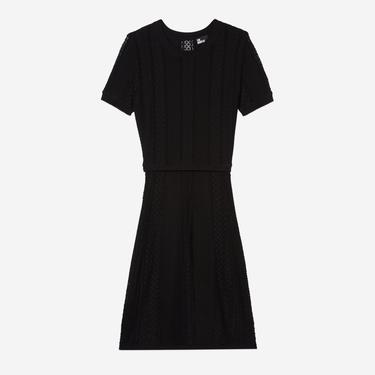  KADIN DESENLİ SİYAH ÖRGÜ ELBİSE