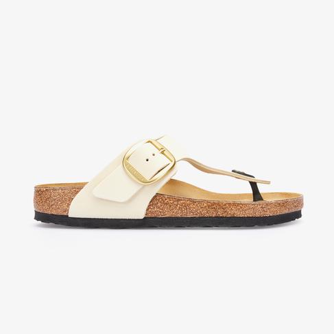  Birkenstock Gizeh Big Buckle Nu Kadın Krem Terlik