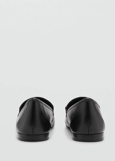  Mango Kadın Metalik Detaylı Deri Mokasen Siyah