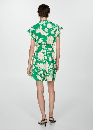  Mango Kadın Çiçekli Şort Tulum Yeşil