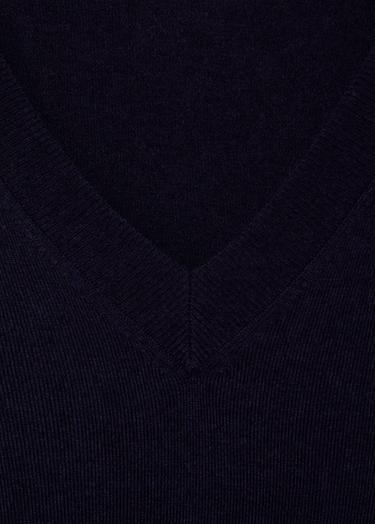  Mango Kadın V Yaka Ince Triko Kazak Lacivert