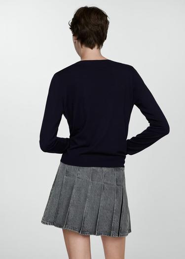  Mango Kadın V Yaka Ince Triko Kazak Lacivert