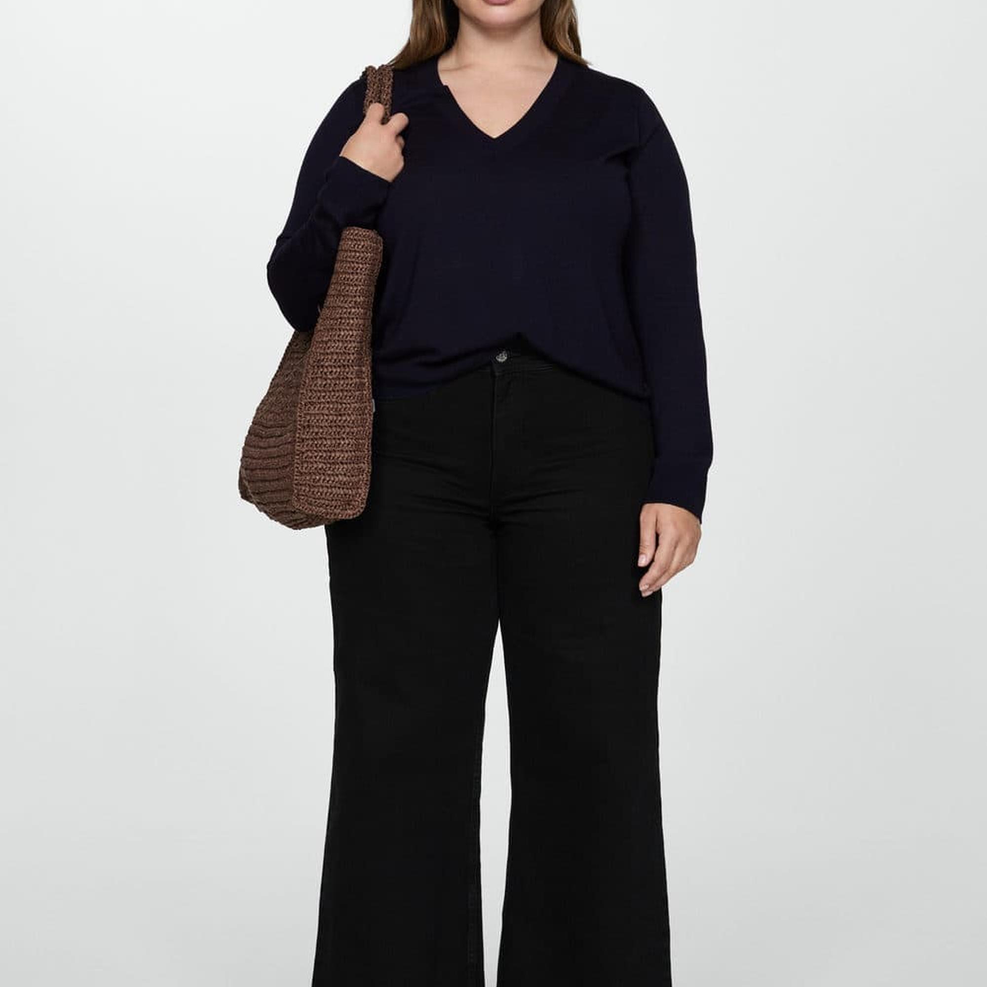 Mango Kadın V Yaka Ince Triko Kazak Lacivert