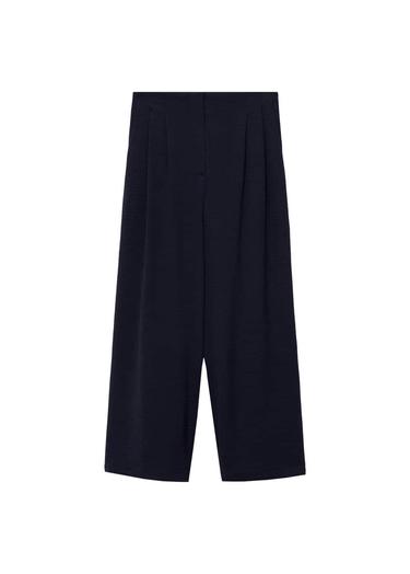  Mango Kadın Wideleg Dokuma Pantolon Lacivert