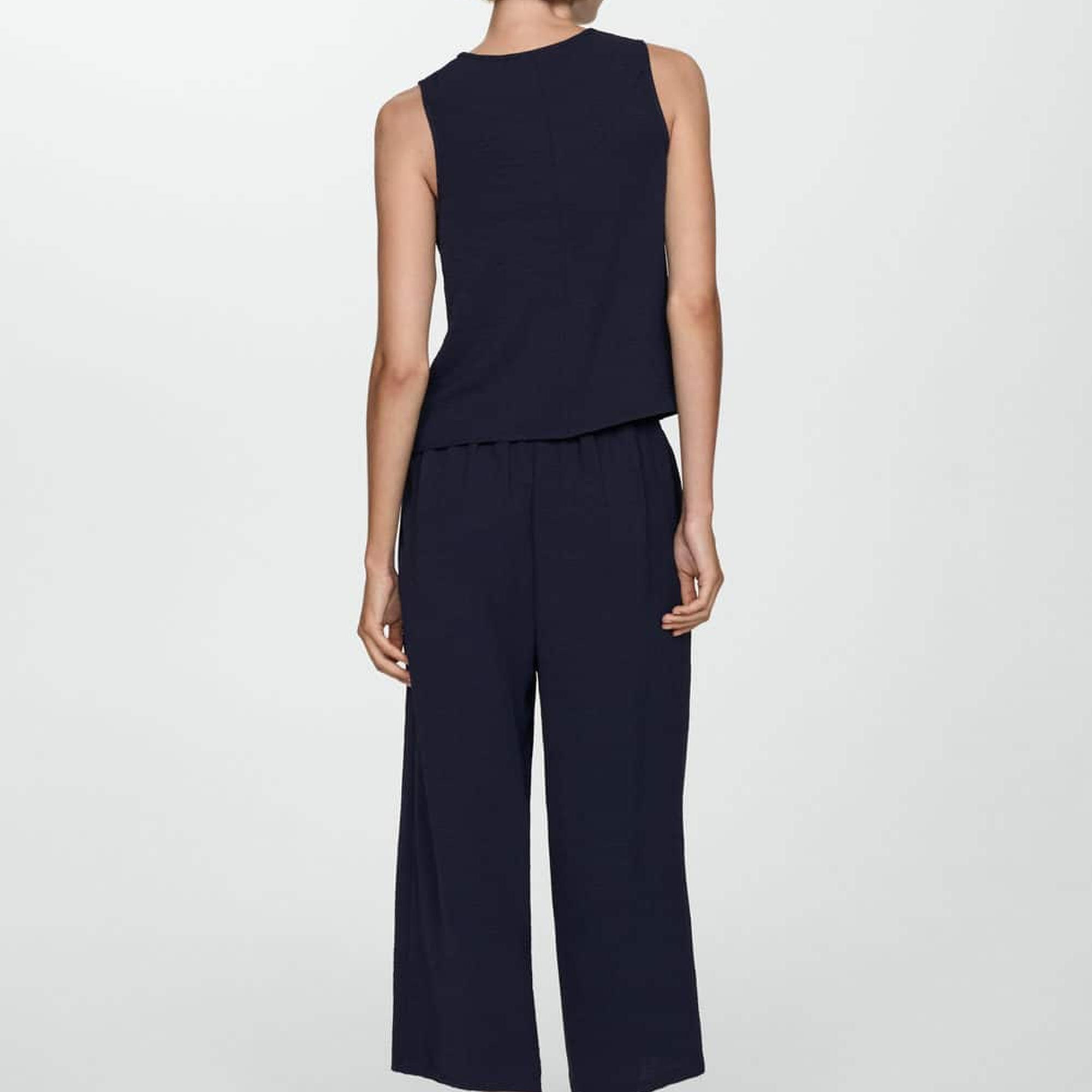 Mango Kadın Wideleg Dokuma Pantolon Lacivert