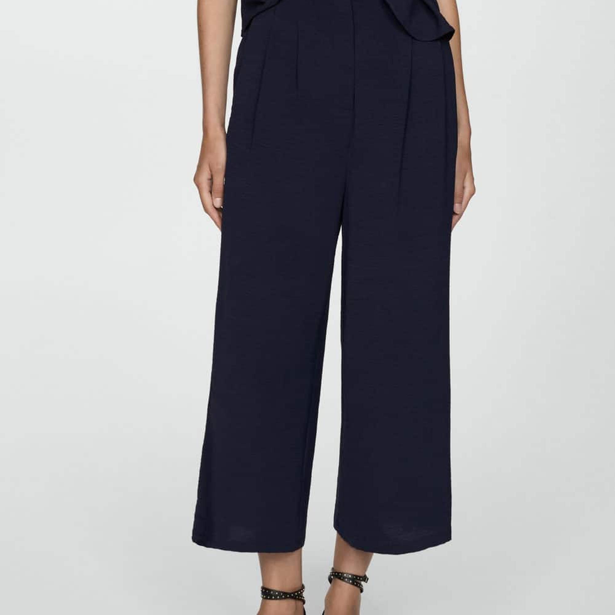 Mango Kadın Wideleg Dokuma Pantolon Lacivert