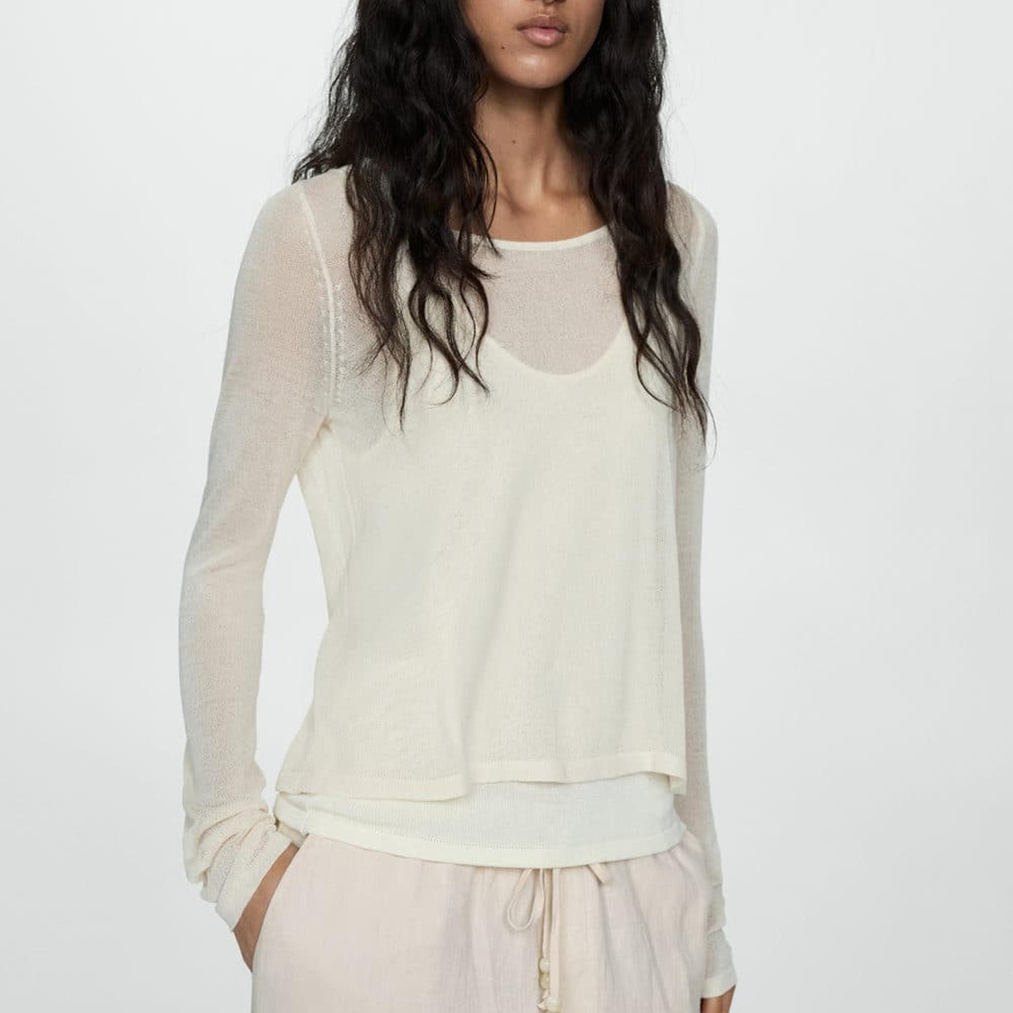 Mango Kadın Keten Jogger Pantolon Ekru